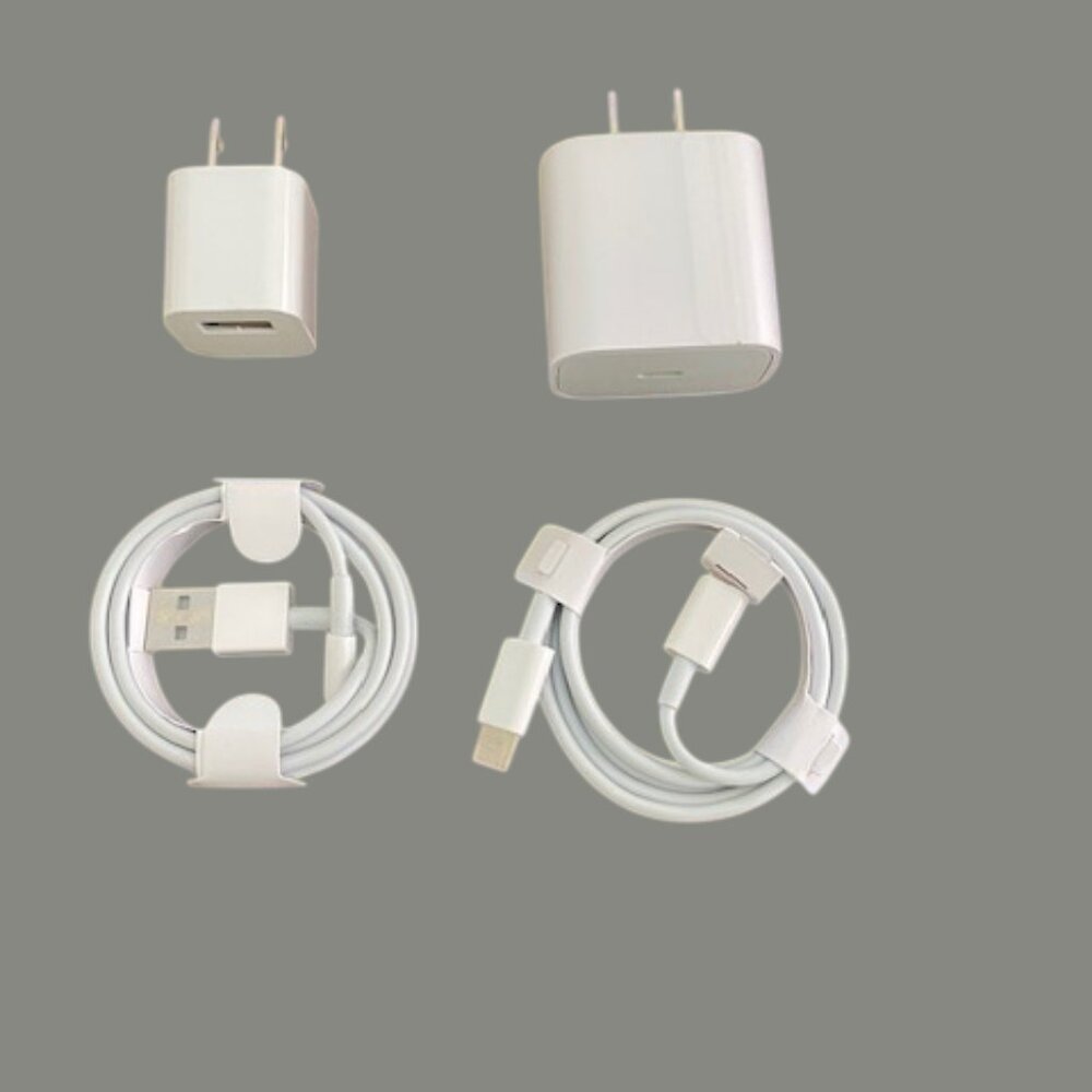 iPhone Charging Bundle: 18W Type C &  USB A Chargers, C to C & 8-Pin 3' Cables